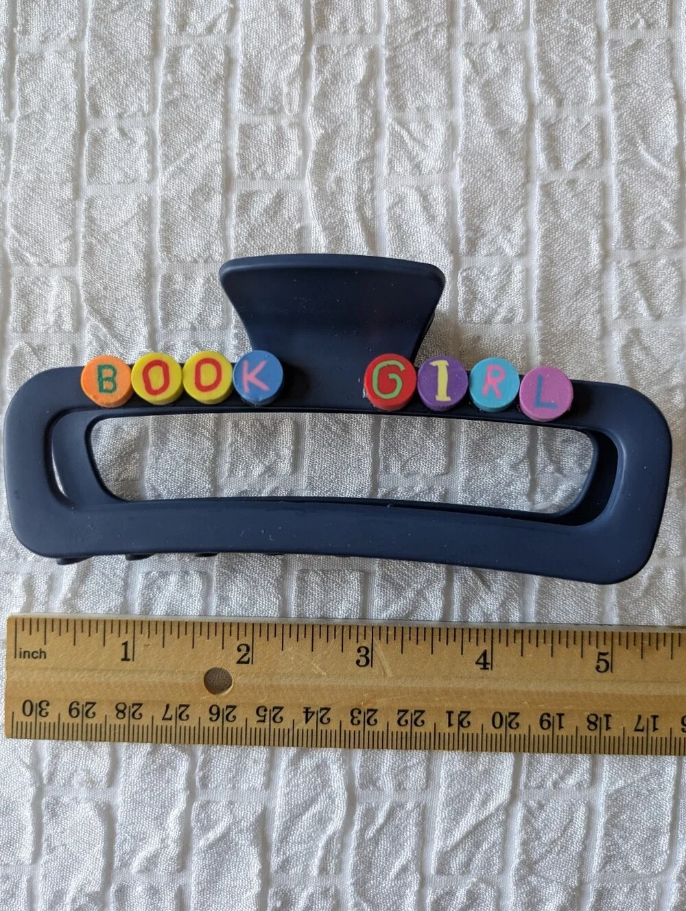 Book Girl Hairclip Claw Style Handcrafted | NWT